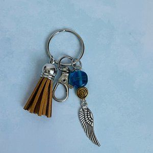 Feather Tassel Silver Artisan Keyring/Keychain NEW